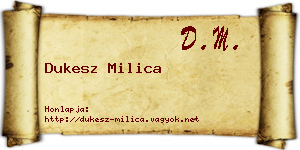 Dukesz Milica névjegykártya